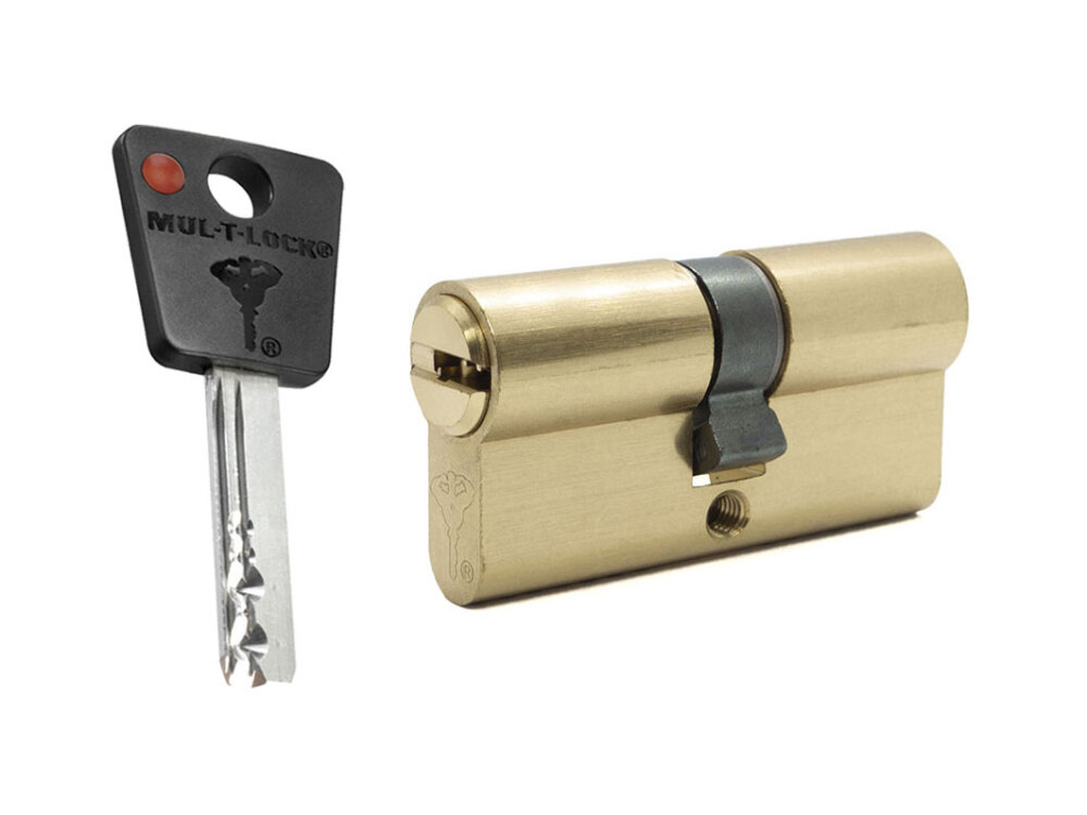 Цилиндр Mul-t-lock 7x7 ключ-ключ 90мм (размер 45х45 мм) - Латунь Флажок