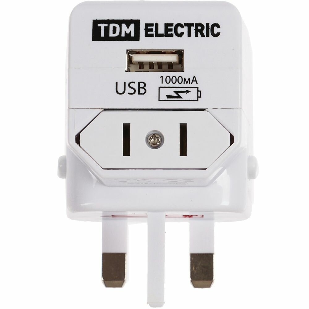 тревел-адаптер 100-250В 3A (5 в 1) c USB-зарядкой 1000мА TDM TDM Electric - фото №6