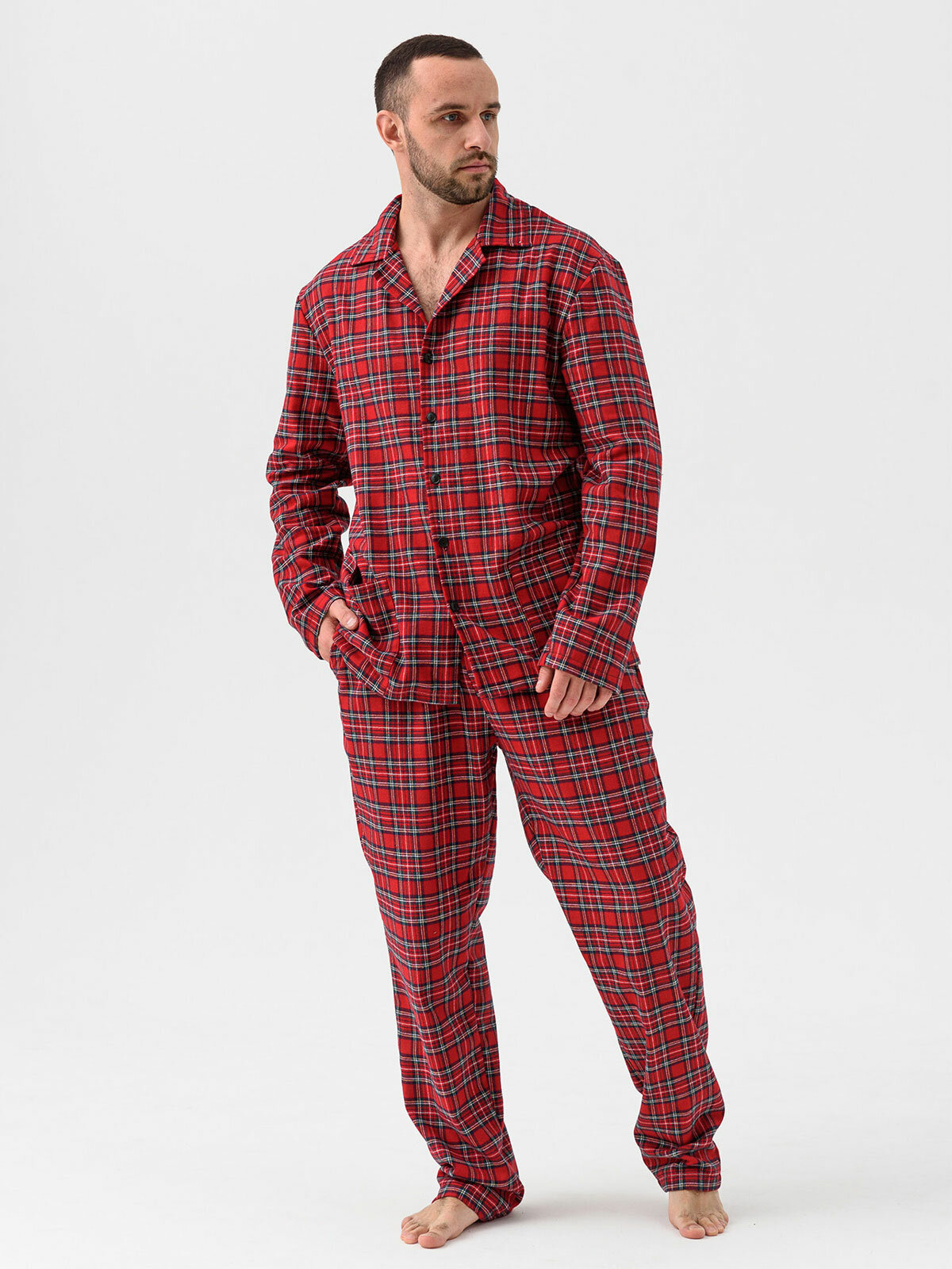 Мужская пижама Добрый вечер Бордовый 56 Фланель Оптима трикотаж - фотография № 5