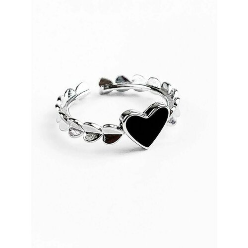 фото Кольцо сердце, черный, серебряный muromi