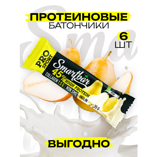 фото Протеиновый батончик smartbar protein pro 45% "грушевый" 35г (6шт)