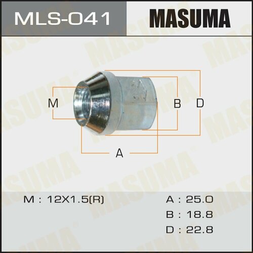 Гайка колеса M 12 x 1,5 открытая под ключ 19 MASUMA MLS041 (10 шт)