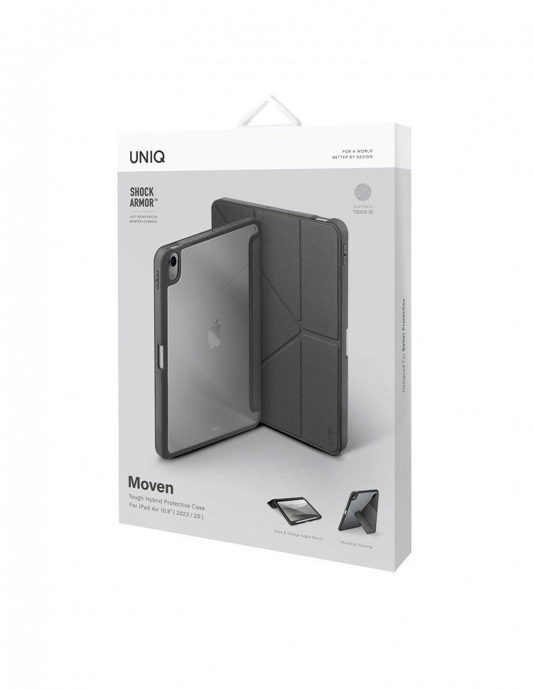 Чехол Uniq Moven для iPad Air 10.9 (2022/20) с отсеком для стилуса (NPDA10.9(2022)-MOVGRY), серый — фото 10
