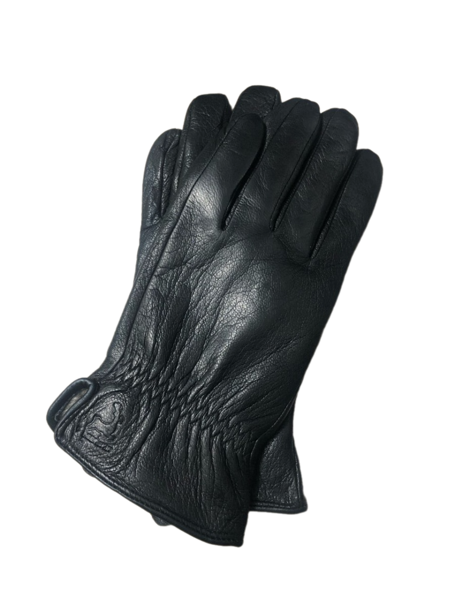 Кожаные перчатки черные p. XXL вязаная шерсть