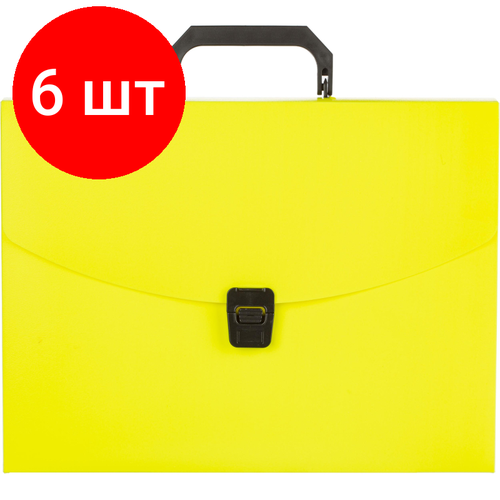 Комплект 6 штук, Папка-портфель 1 отделение Attache Neon желтый