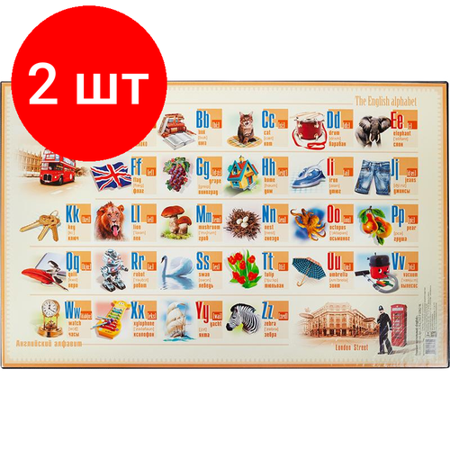 Комплект 2 штук, Коврик на стол 380x590мм ENGLISH, с картоном и картинкой внутри