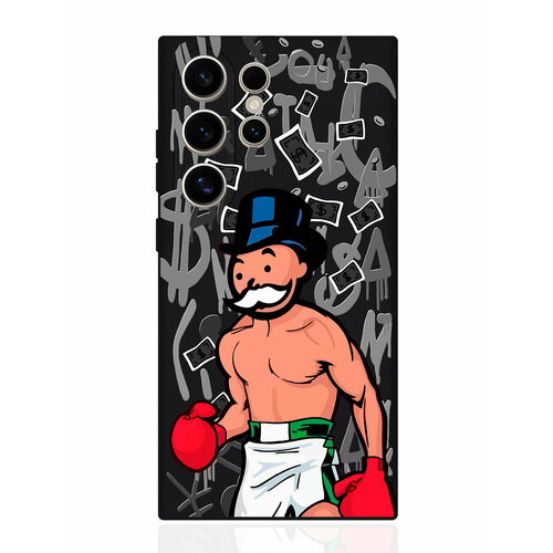 Чехол для смартфона Samsung S24 Ultra черный силиконовый Monopoly Boxing/ Монополия Боксер