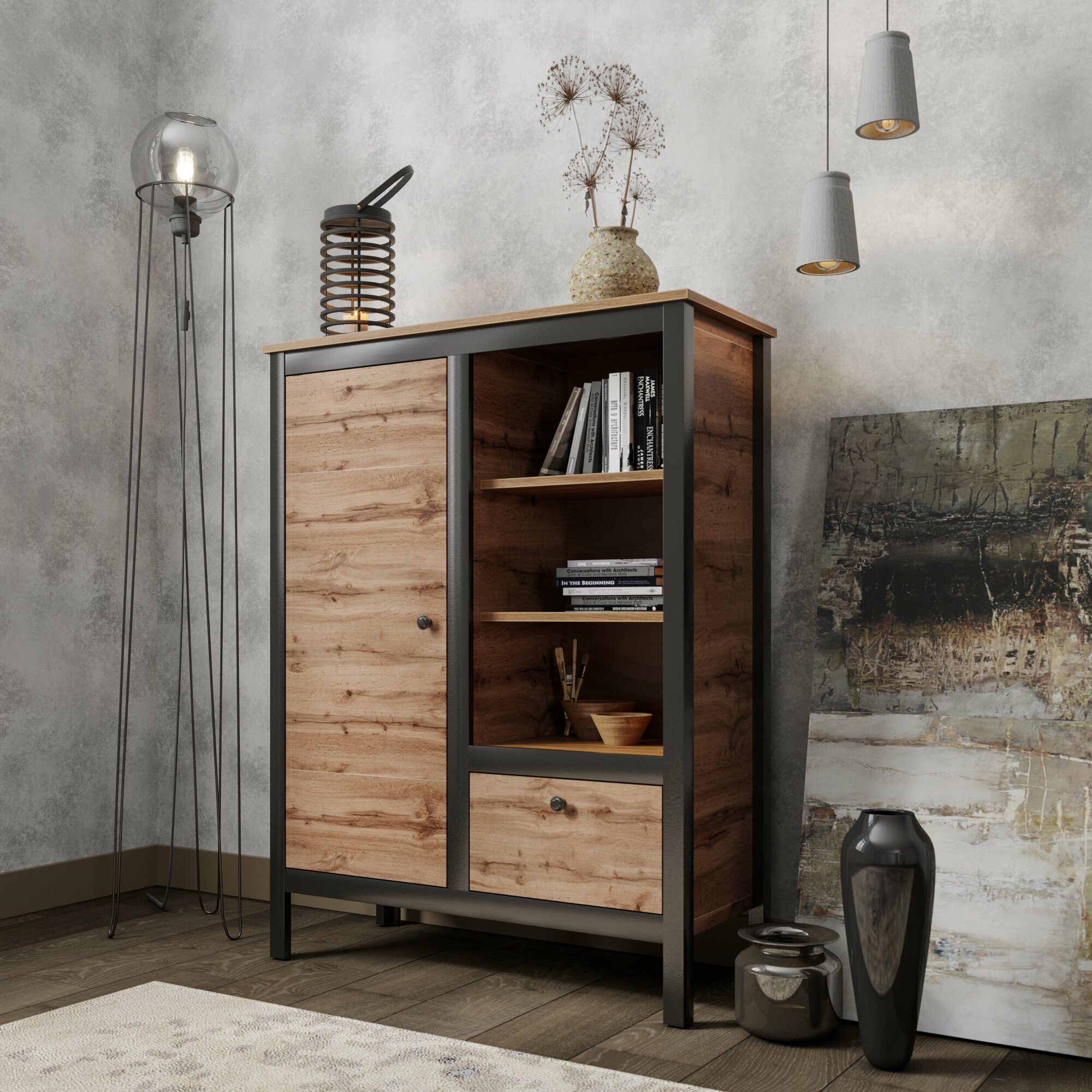 фото Комод коллекции Лофт дуб вотан/черный