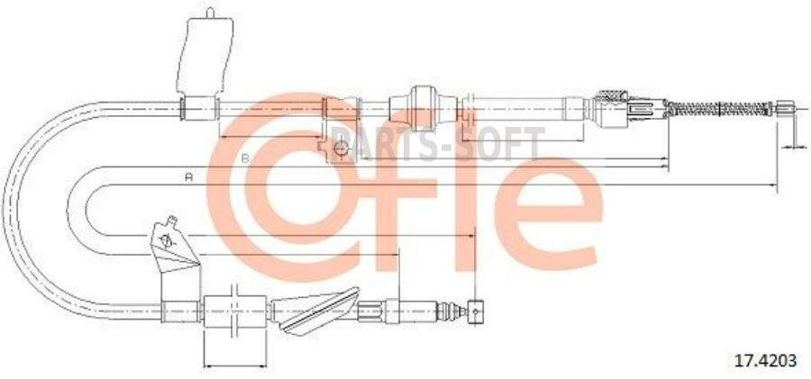 COFLE 92.17.4203 Трос стояночного тормоза задн лев HONDA CIVIC (V) all HATCBACK EJ9-EK1/2/3 бараб торм 11/95-02/01