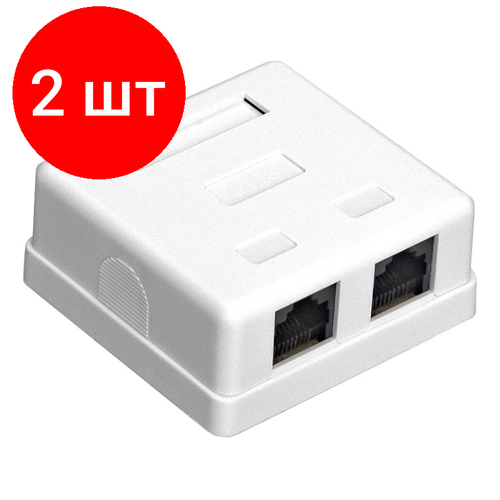 Комплект 2 штук, Розетка ExeGate SM2-RJ45-C6 RJ-45 кат.6 UTP Krone/110 (EX292845RUS) настенная розетка 2 порта rj 45 категории 6 utp белая twt sm2 4545 6 wh