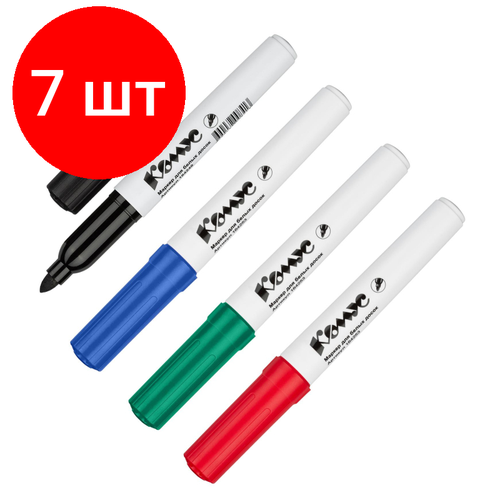 Комплект 7 наб, Набор маркеров для белых досок комус BY2304 набор 4цв. 2-5мм