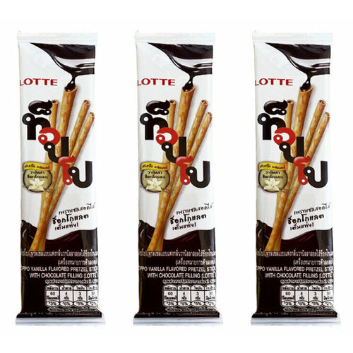 Lotte Палочки бисквитные Toppo с ванильной начинкой, 11 г, 3 уп