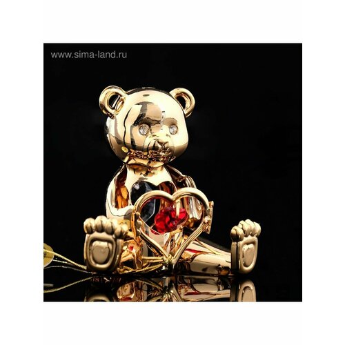 Сувенир Мишка с сердцем, 5х4х5 см, с кристаллами
