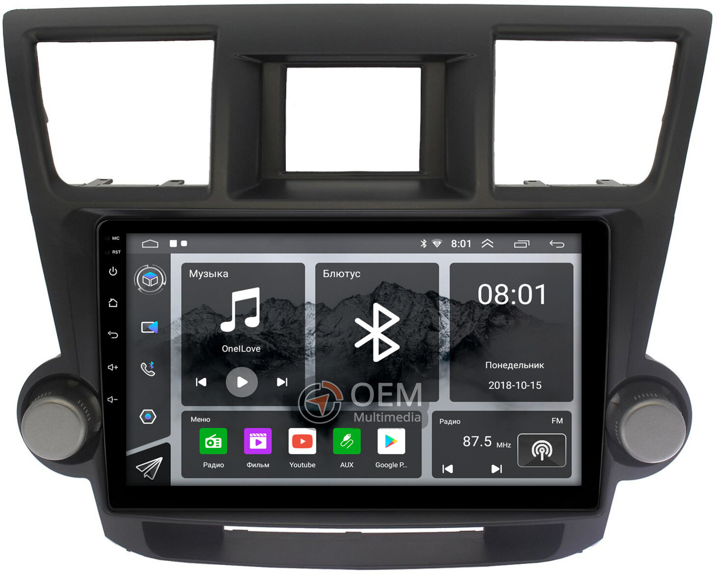 Штатная магнитола OEM RK10-1087 для Toyota Highlander (U40) (2007-2013) (тип 2) на Android 10 IPS