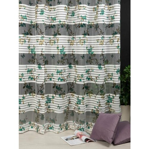 Тюль сетка для комнаты Сакура на шторной ленте 500х250 2777₽