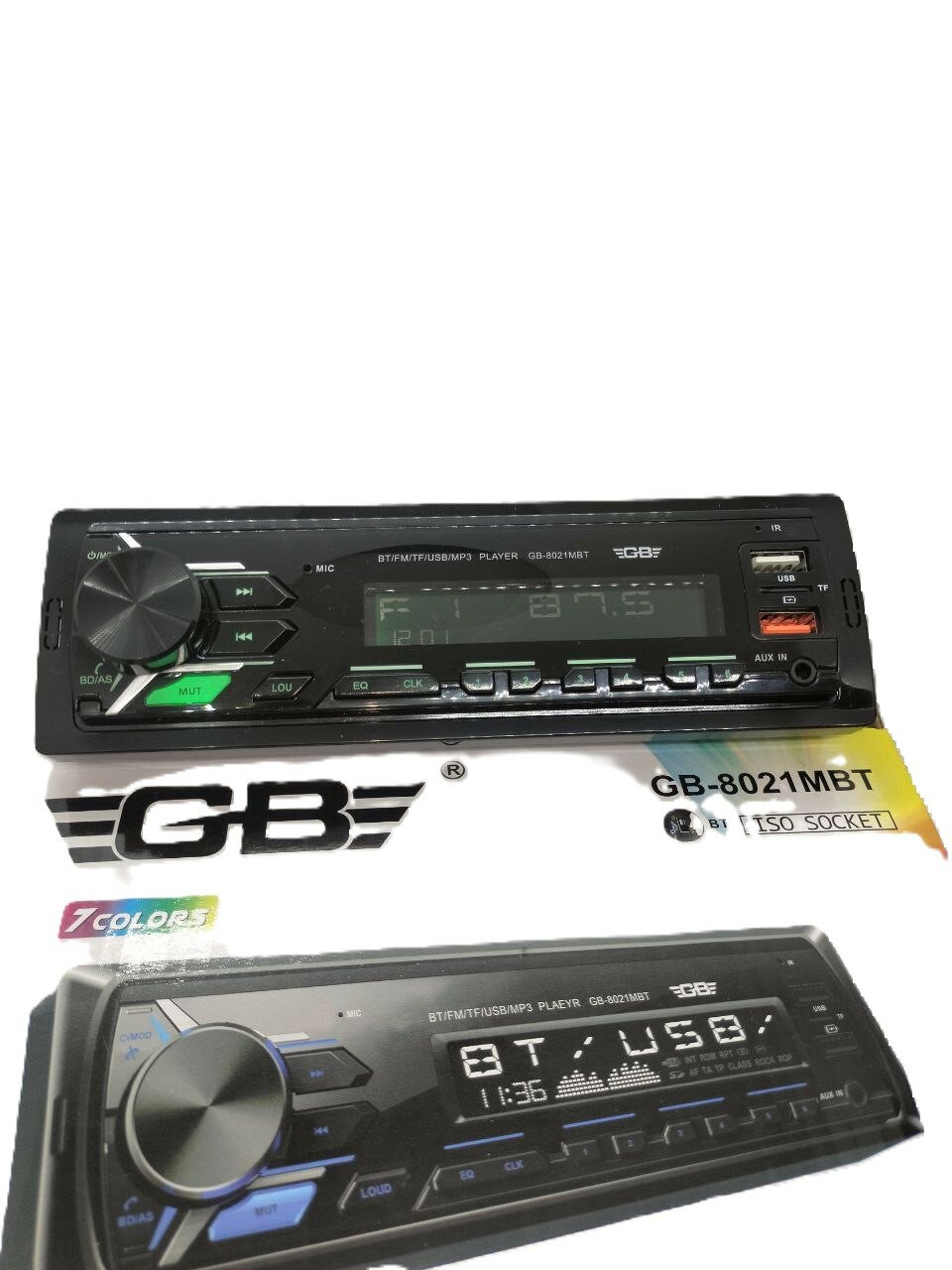 фото Автомагнитола "Магнитола Чейнджер" 1DIN GB8021MBT с Bluetooth, USB, AUX и FM