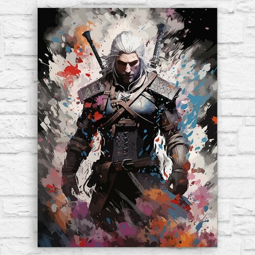 Картина по номерам на холсте игра Witcher (Ведьмак 3, Геральт, PS, PC, XBOX, SWITCH) - 13590 В 30x40