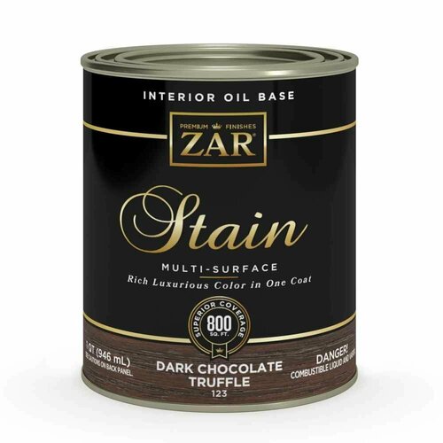 ZAR WOOD STAIN OIL BASED Льняное тонирующее масло по дереву, 12312, Тёмный шоколад (DARK CHOCOLATE TRUFFLE), 0,946л.