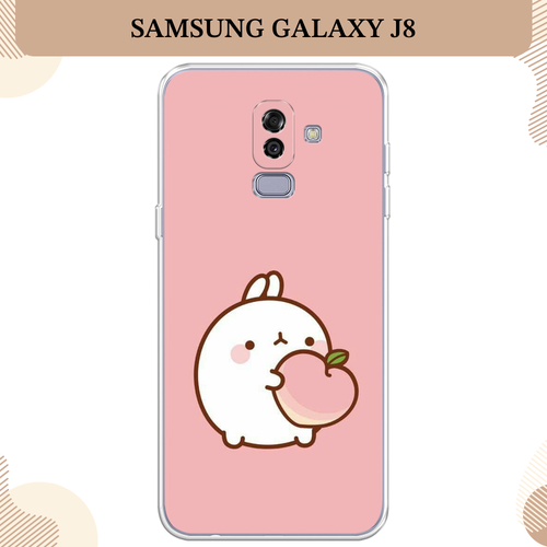 Силиконовый чехол Кролик с персиком на Samsung Galaxy J8 / Самсунг Галакси J8