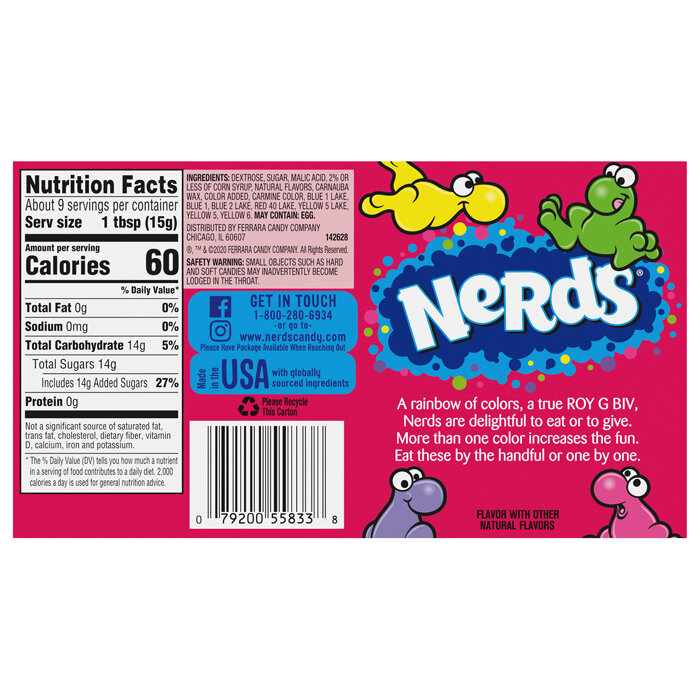 Жевательные Конфеты Nerds Rainbow, микс, 141,7 гр - фотография № 2