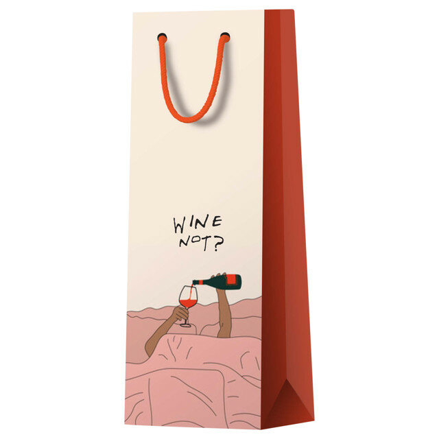 Пакет подарочный meshu wine not под бутылку 12х36х8,5см