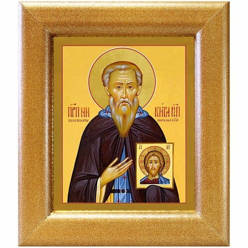Преподобный Никита Исповедник, Константинопольский, икона в широкой рамке 14,5*16,5 см