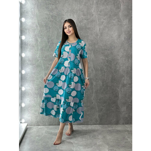 фото Платье , размер 56, голубой орхидея textile