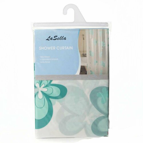 Штора для ванной комнаты, занавеска, шторка водоотталкивающая, термопластик 180*180 см 12 крючков