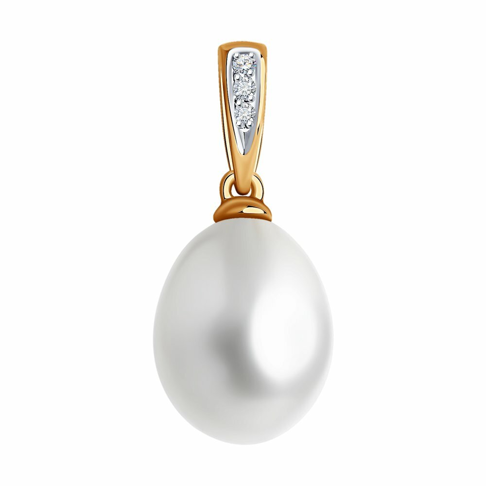 Подвеска Diamant online, белое золото, 585 проба, жемчуг, бриллиант