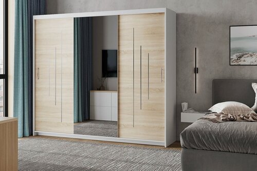 Изображение товара Шкаф-купе МебельЛэнд24 Валмиера - 5 120x40x190 для одежды трехдверный с зеркалом