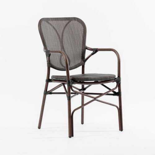 Стул Мирамар плетеный темно-коричневый, ножки темно-коричневые под бамбук для дома/для гостиной/для столовой/для кафе/кухонный стул/стул кухонный