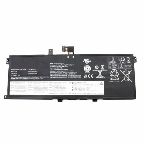 Аккумулятор L21M4PG1 для ноутбука Lenovo ThinkPad L13 Gen 3 15.36V 46Wh черный аккумулятор l18m4p90 для ноутбука lenovo thinkpad l13 yoga gen 2 15 36v 46wh черный