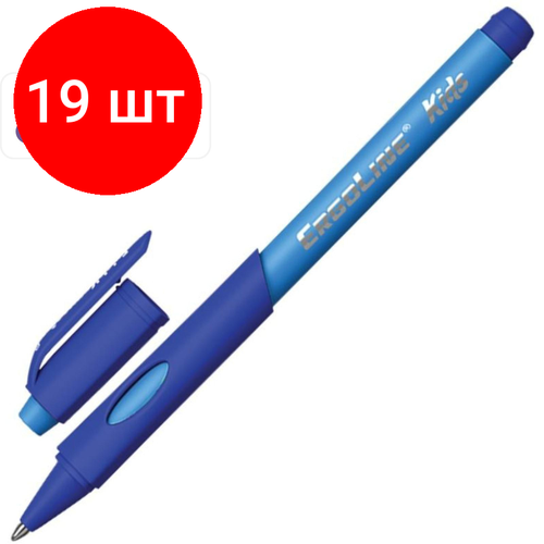 Комплект 19 штук, Ручка шариковая неавтомат. Erich Krause ErgoLine Kids син, масл, манж комплект 49 штук ручка шариковая неавтомат erich krause ultra 30 син масл манж