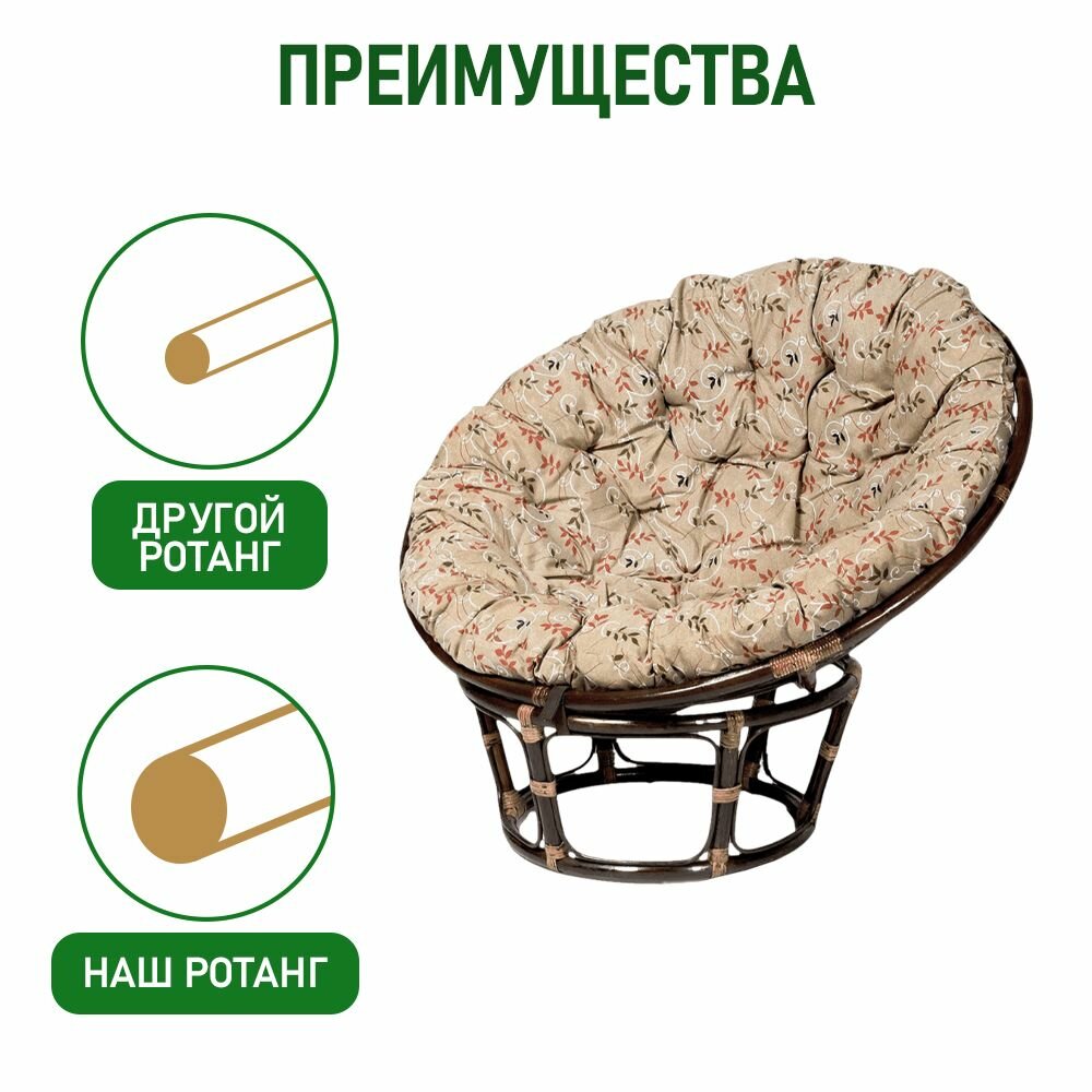 Кресло Marite Папасан из натурального ротанга 110 см Шоколад/Вереск - фотография № 4