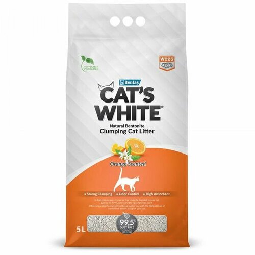 Cats White Наполнитель комкующийся с ароматом апельсина для кошачьего туалета 5л (Orange) 011861136 4,25 кг 61228 (2 шт) cat s white orange наполнитель комкующийся для туалета кошек с ароматом апельсина 10 10 л