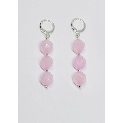 Серьги с подвесками  Розовый кварц