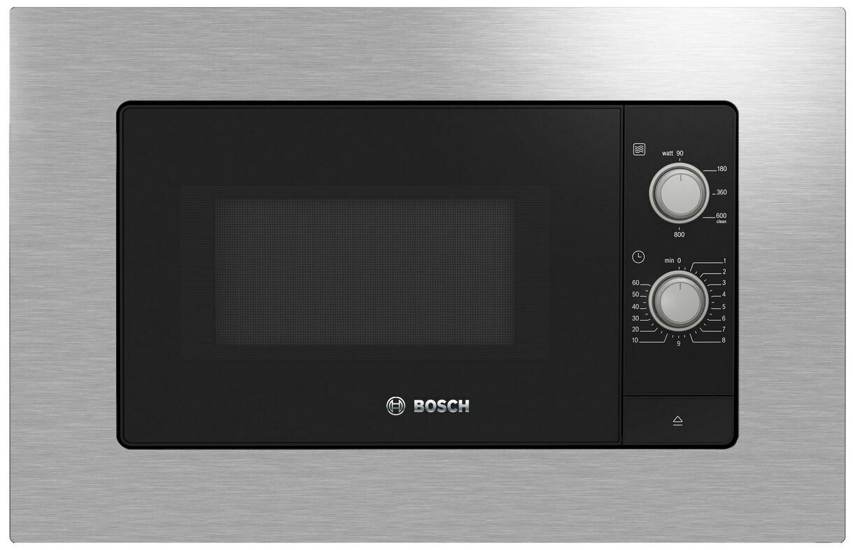 Микроволновая Печь Bosch 20л. 800Вт нержавеющая сталь/черный (встраиваемая) - фото №1