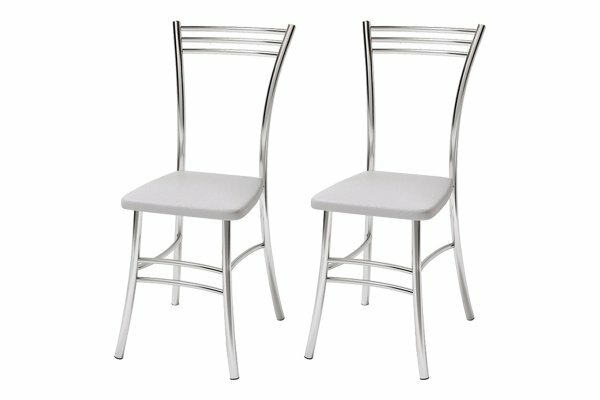 Комплект стульев "ТРИО-02" 2 шт - Белая экокожа / Хром