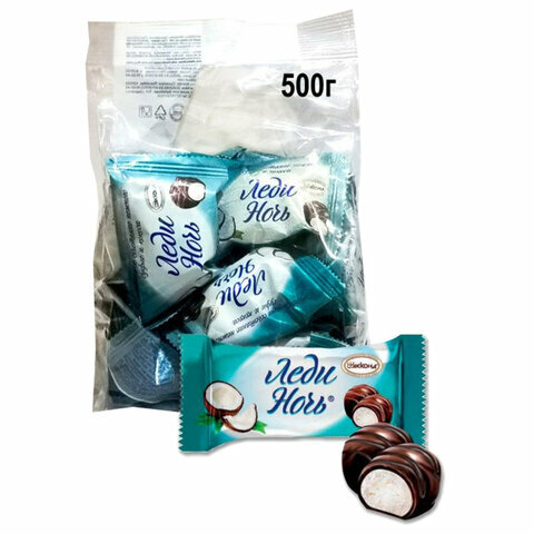 Конфеты шоколадные акконд "Леди ночь" с кокосом 500 г, ш/к 81211