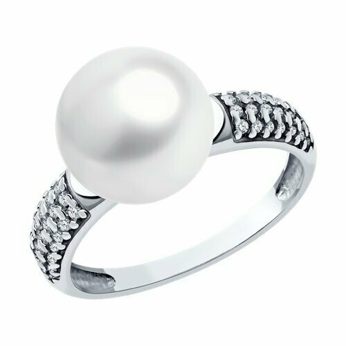 Кольцо Diamant online, серебро, 925 проба, жемчуг, фианит, размер 18