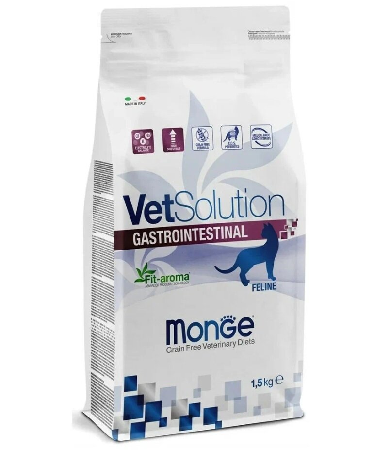 Сухой корм для кошек Monge VetSolution Gastrointestinal, при проблемах с ЖКТ, беззерновая диета, 1,5 кг