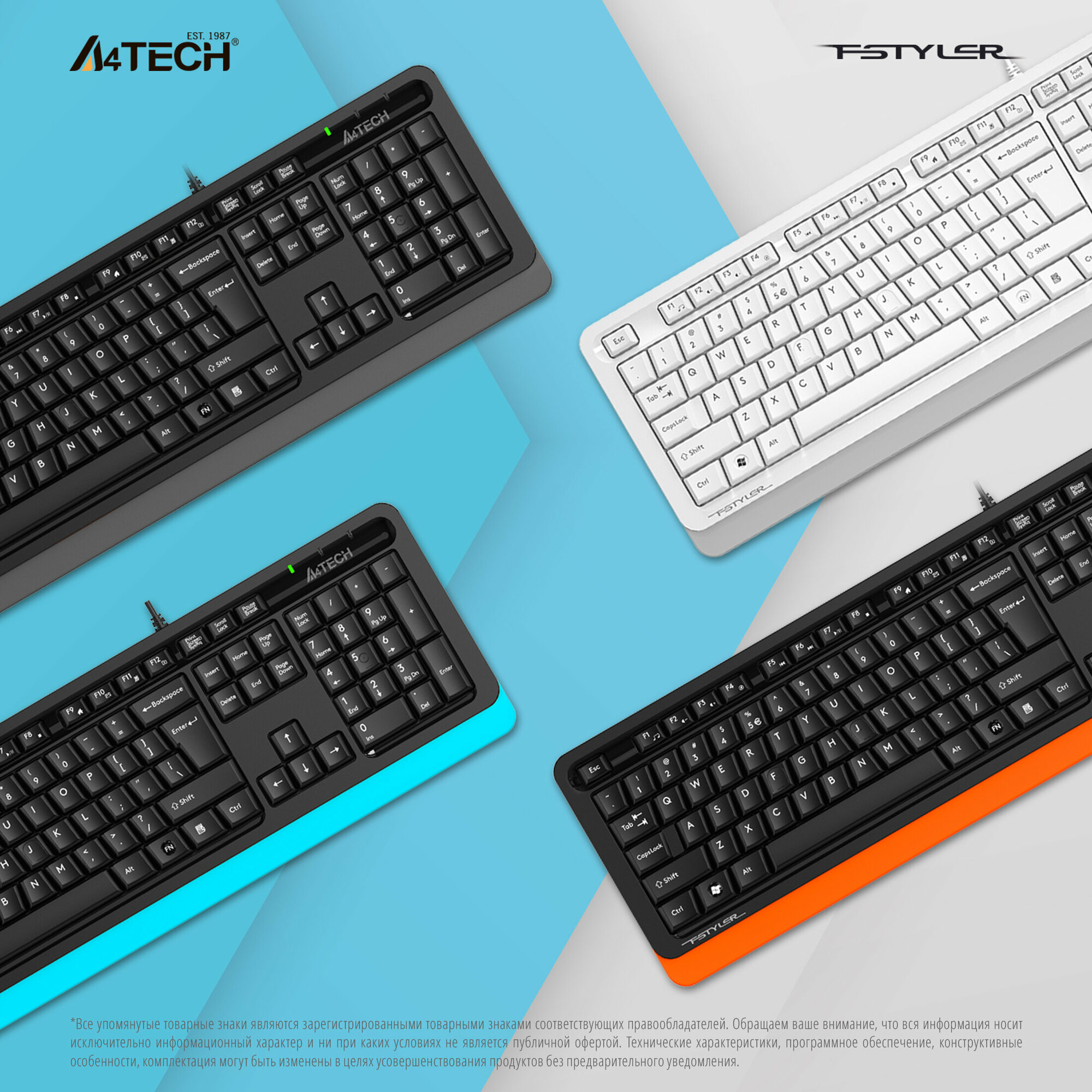 Клавиатура A4TECH Fstyler FKS10, USB, белый серый [fks10 white] - фото №10