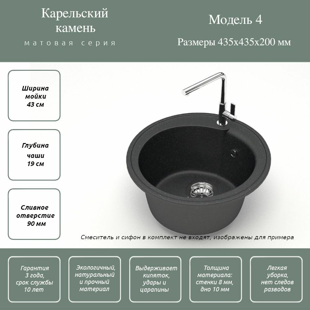 фото Врезная кухонная мойка Marrbaxx Венди Z4, 43.5х43.5см, кварцевый искусственный камень