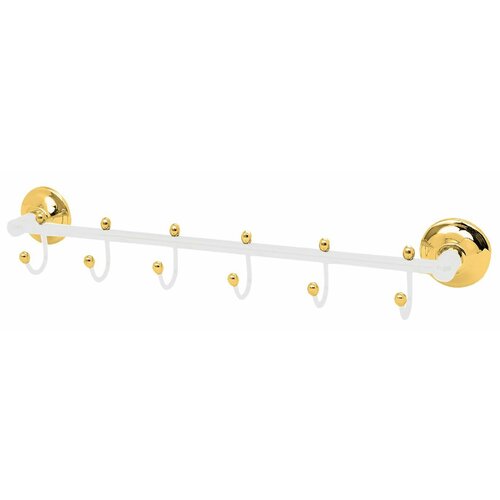 Крючки для ванной комнаты и кухни Altos (5 крючков) латунь, белый/золотой