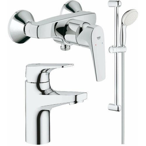 Комплект смесителей Grohe BauFlow 23755000 + 23752000 + 27853001 смеситель для раковины grohe bauflow 23752000 хром