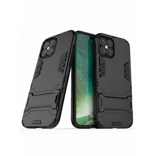 Brodef IRON Противоударный с подставкой чехол для iPhone 12 Pro Max черный shield противоударный чехол для iphone 12 mini с подставкой