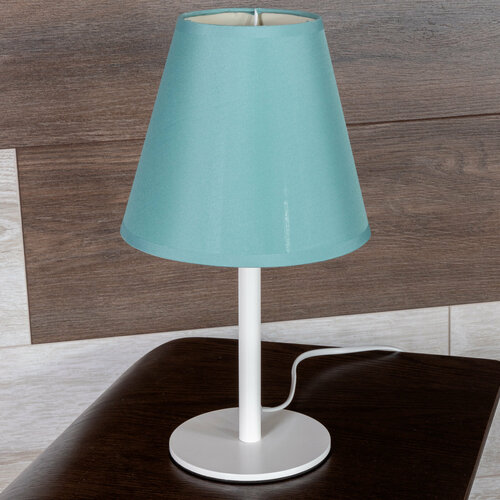 Настольная лампа, светильник настольный с абажуром арт. MA-40427-W+MT Цвет белый, абажур голубой.