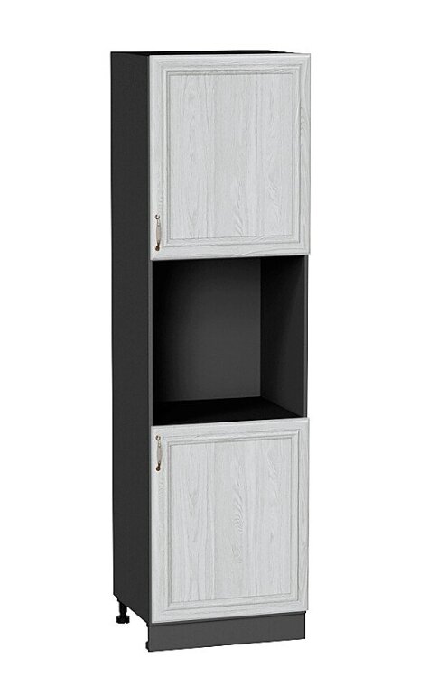 Кухонный шкаф-пенал под технику Шале White Dreamline / графит, ширина 60 см, высота 214 см