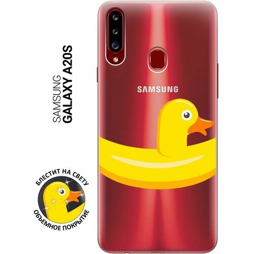 Силиконовый чехол на Samsung Galaxy A20s, Самсунг А20с с 3D принтом Duck Swim Ring прозрачный матовый soft touch силиконовый чехол на samsung galaxy a20s самсунг а20с с 3d принтом duck swim ring черный