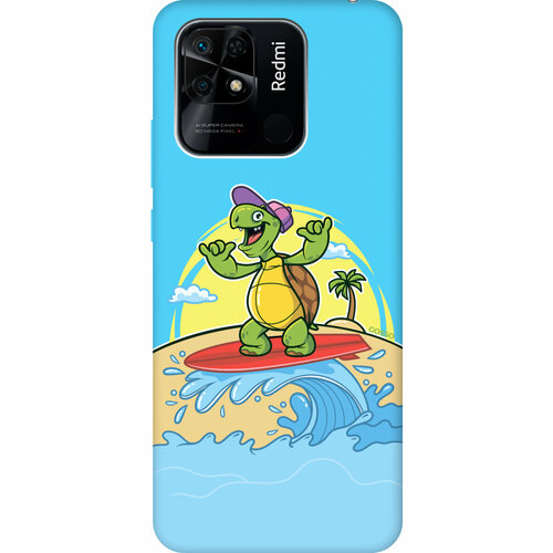 Силиконовый чехол на Xiaomi Redmi 10C, Сяоми Редми 10С Silky Touch Premium с принтом Turtle Surfer голубой силиконовый чехол на xiaomi redmi 10 сяоми редми 10 silky touch premium с принтом turtle surfer голубой